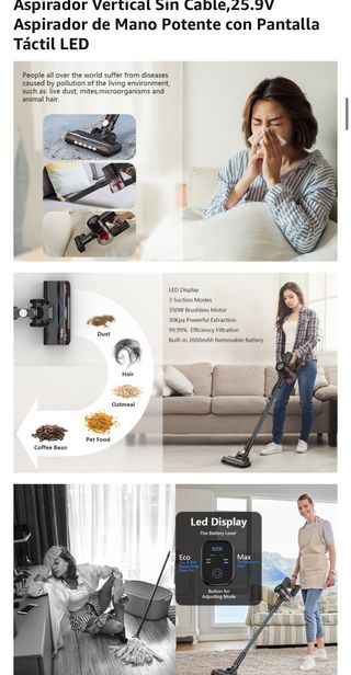 Aspirador Escoba 350W 30Kpa · Nuevo a estrenar