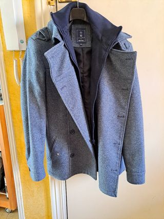 abrigo azul jaspeado
