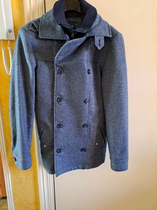 abrigo azul jaspeado