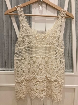 Top de guipur Blanco