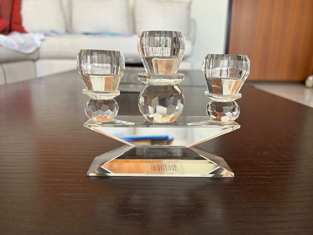 candelabro tre fiamme in cristallo