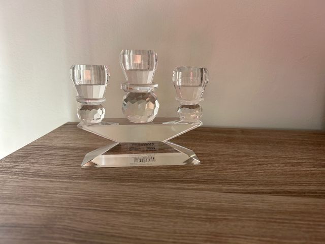 candelabro tre fiamme in cristallo