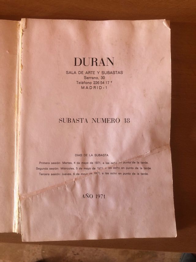 catalogo de subastas nº18 de 1971