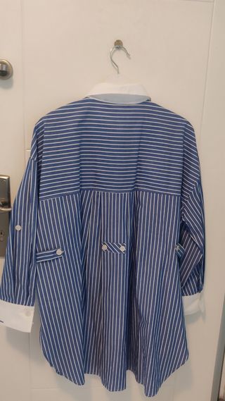 Camisa Oversize rayas Zara con etiqueta 
