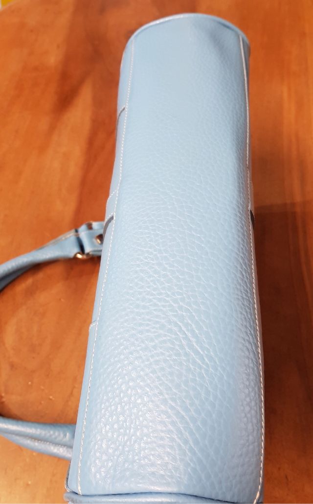 Borsa pelle azzurra marca Rogan Roma Via Condotti