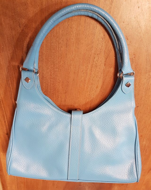 Borsa pelle azzurra marca Rogan Roma Via Condotti