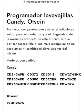 Lavavajillas Otsein LVOH 2575 ( CANDY )