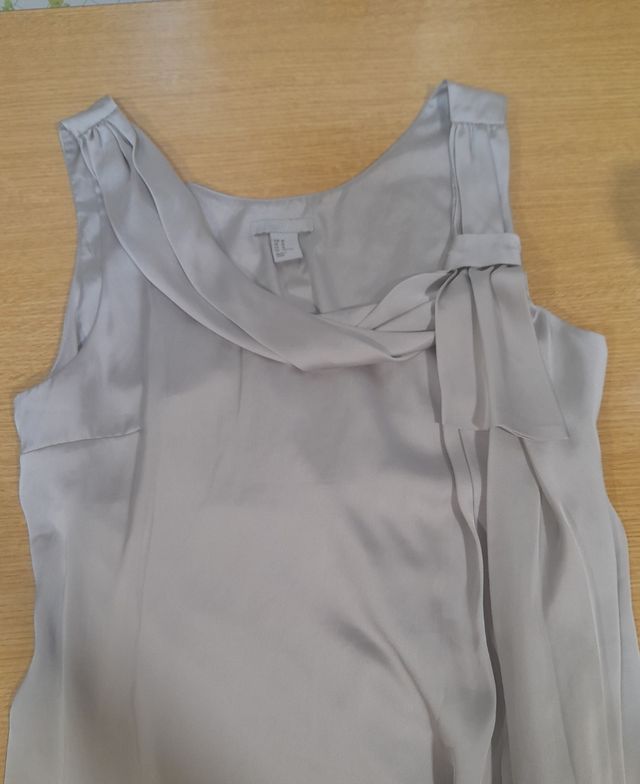 Vestido  H&M talla L blanco plateado