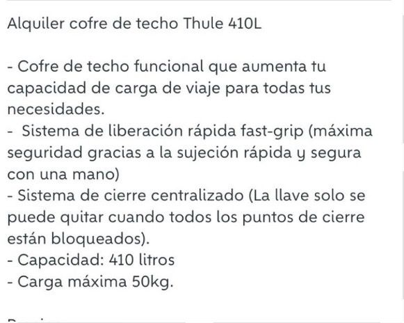 Venta o alquiler baül Thule pacific 410 L