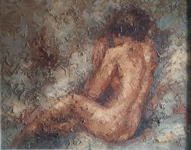 Óleo Impresionista Edward Barton. Arte.