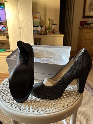 zapatos tweed peep-toe sin estrenar
