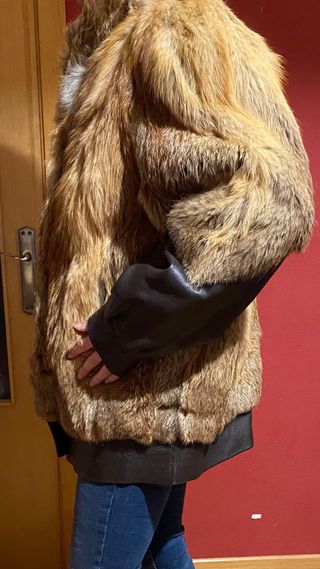 Cazadora / chaquetón de zorro y cuero