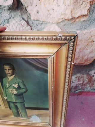 Cuadro antiguo con imagen niño comunión