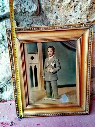 Cuadro antiguo con imagen niño comunión