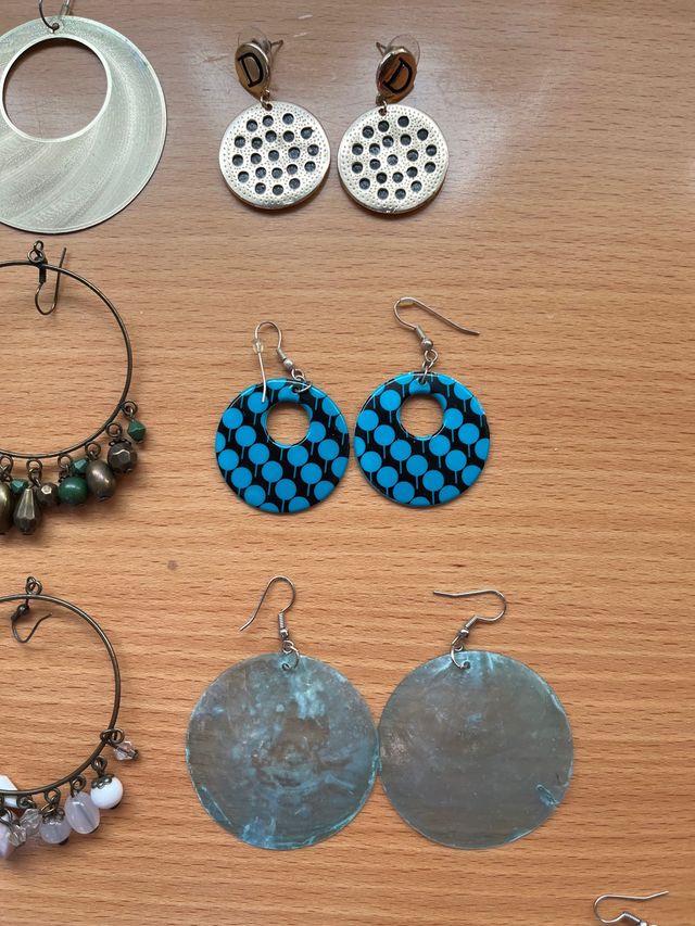 Lote 12 pares pendientes bisutería