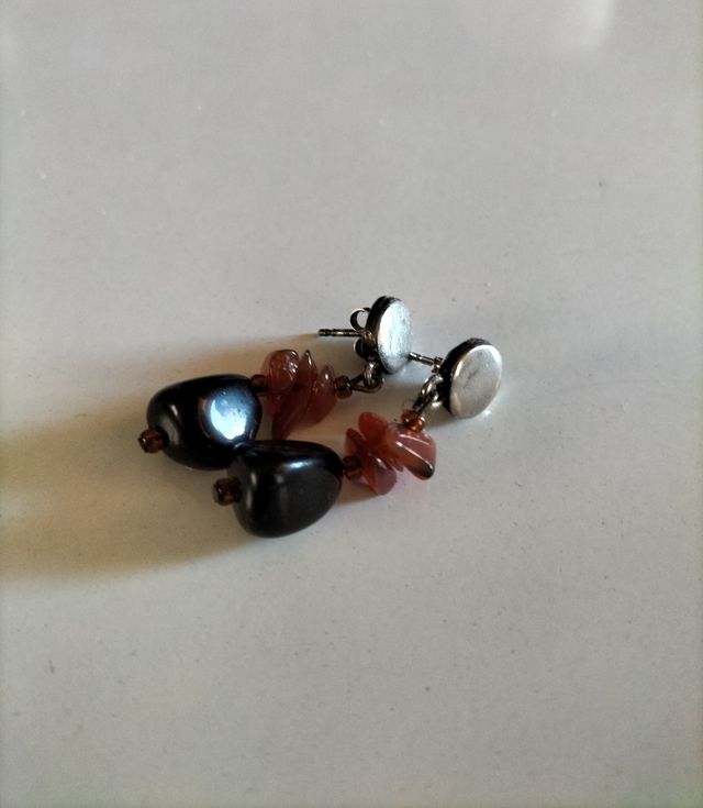 COLLAR/PENDIENTES DE ÁGATAS-SHUNGUITA-NACAR