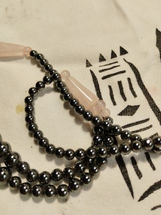 collar de onix y cuarzo rosa 