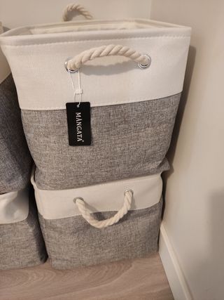 Cesta, gris y blanco 
