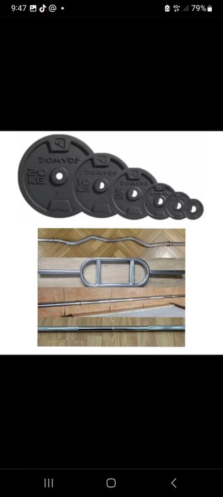 LOTE DE PESAS DISCOS Y BARRAS
