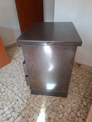Mesita madera maciza azul vintage