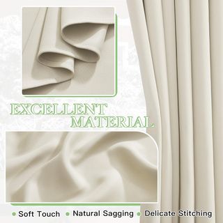 Cortinas opacas térmicas caqui o beige 140x260cm