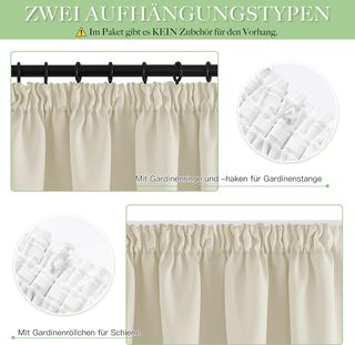 Cortinas opacas térmicas caqui o beige 140x260cm