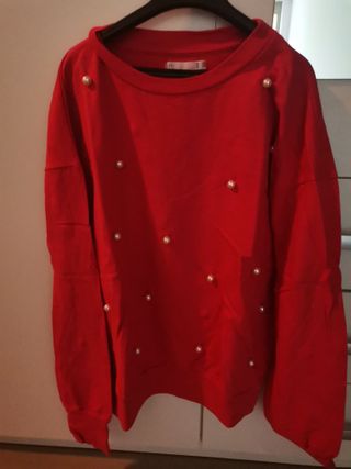 Jersey sudadera roja perlas