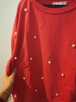 Jersey sudadera roja perlas