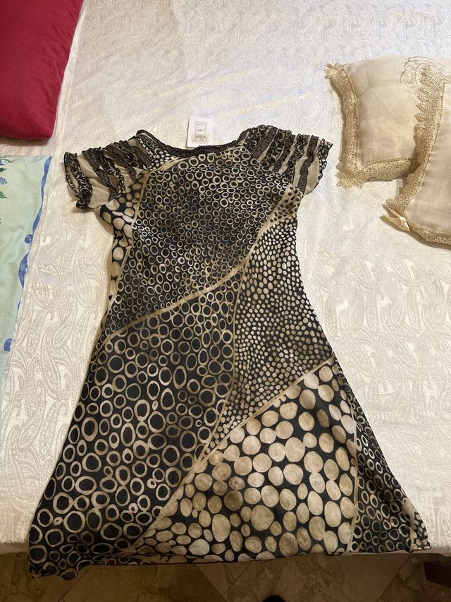 Vestito Cannella con fantasie e pietre