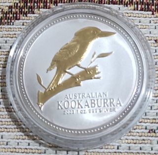 Moneda Plata y oro kookaburra 2003