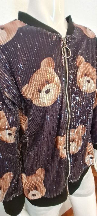 Chaqueta bomber lentejuelas osos