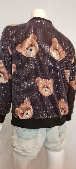 Chaqueta bomber lentejuelas osos