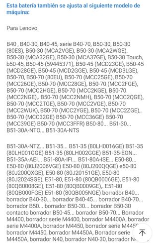 Batería Lenovo B50.    G550s nueva