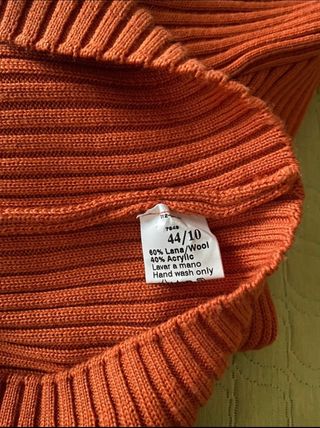 Nuevo jersey naranja lana acanalado cuello alto tL