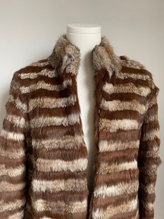 Abrigo de piel beige y marron NUEVO