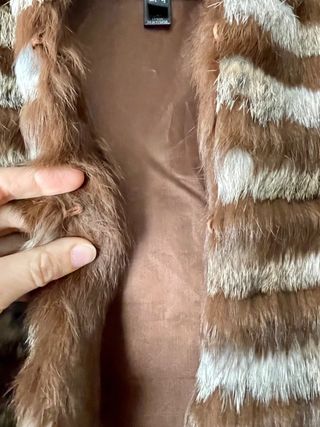 Abrigo de piel beige y marron NUEVO