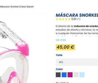 Máscara integral Cressi buceo Baron. Rosa.