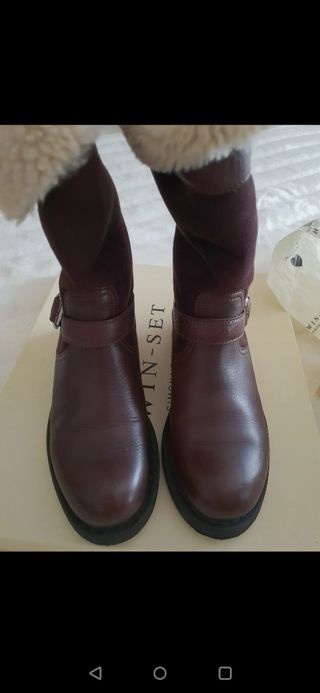 Twin Set stivaletti pelle e montone 37