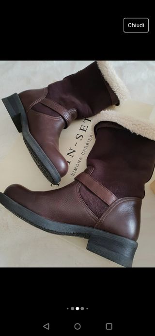 Twin Set stivaletti pelle e montone 37