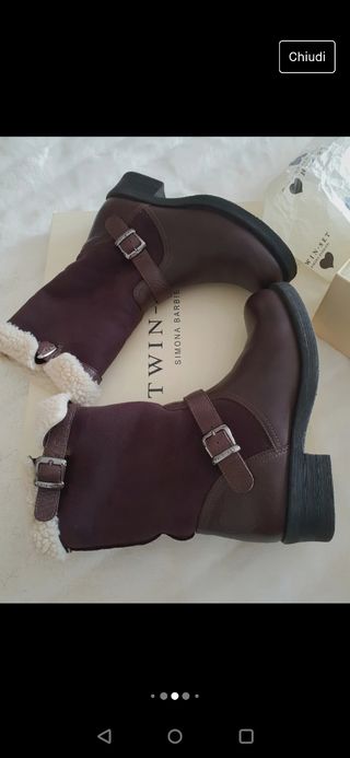 Twin Set stivaletti pelle e montone 37