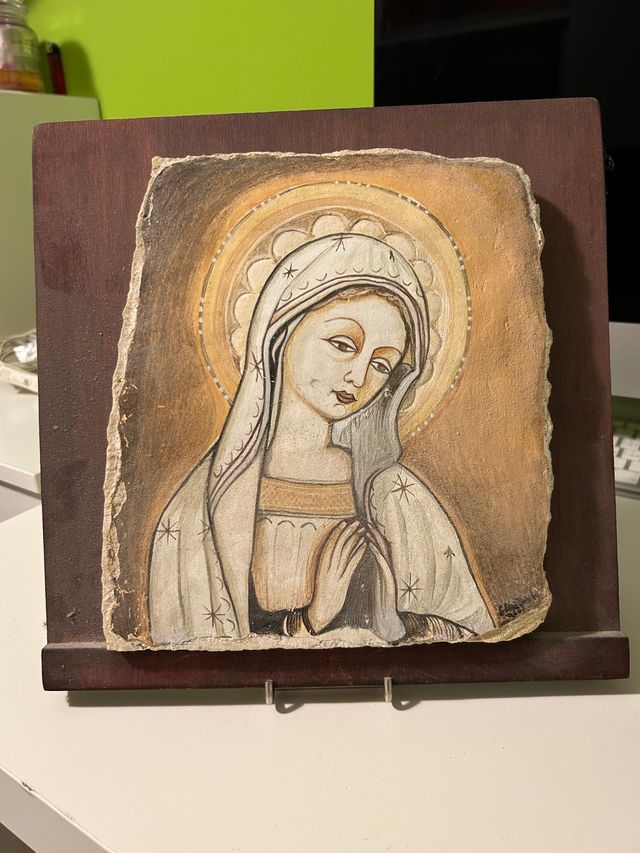 affresco su tufo e legno di Madonna