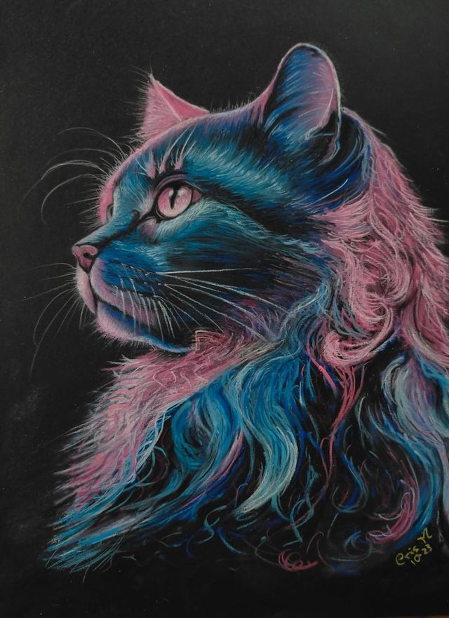 GATO A (Cuadro pintado mano) C Muñoz
