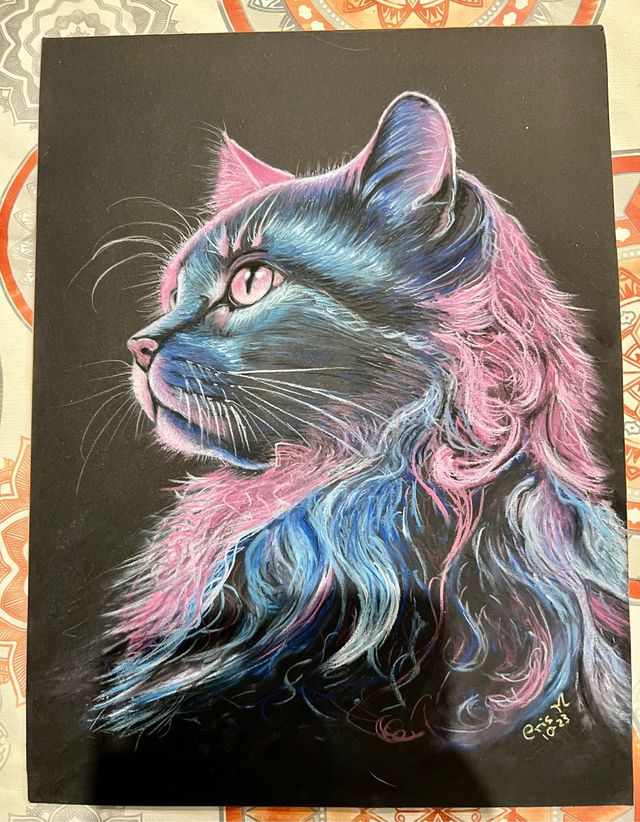 GATO A (Cuadro pintado mano) C Muñoz