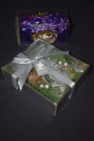 Decoração Natal, Lote caixa com suporte+vel+ Laços