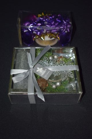 Decoração Natal, Lote caixa com suporte+vel+ Laços