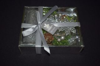 Decoração Natal, Lote caixa com suporte+vel+ Laços