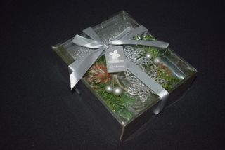 Decoração Natal, Lote caixa com suporte+vel+ Laços