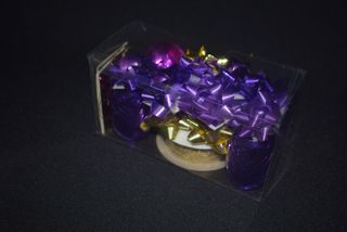 Decoração Natal, Lote caixa com suporte+vel+ Laços