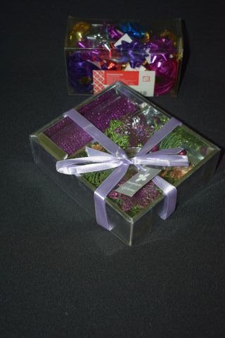 Decoração Natal, Lote caixa com suporte+vel+ Laços