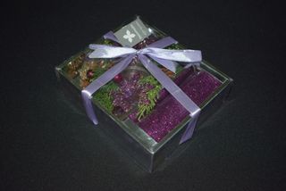 Decoração Natal, Lote caixa com suporte+vel+ Laços